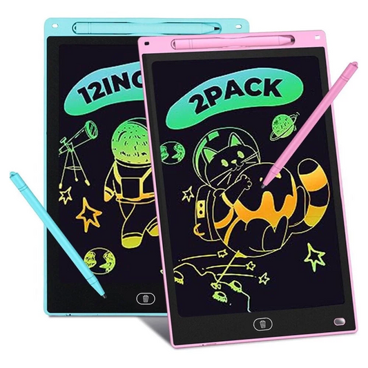 2 Pack LCD Writing Tablet 12in Colorful Toddler Drawing Pad Doodle Board Erasable Electronic Drawing Pad