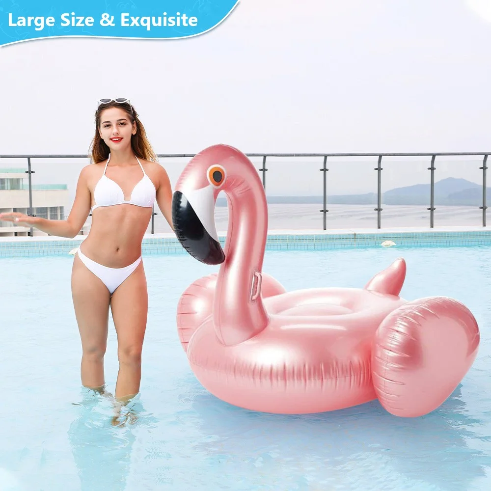 47''x 45''x 44''Flamingo Float Pool, Giant Inflatable Float Pool for Adult, Summer Beach Swimming Raft Amusement Facilities