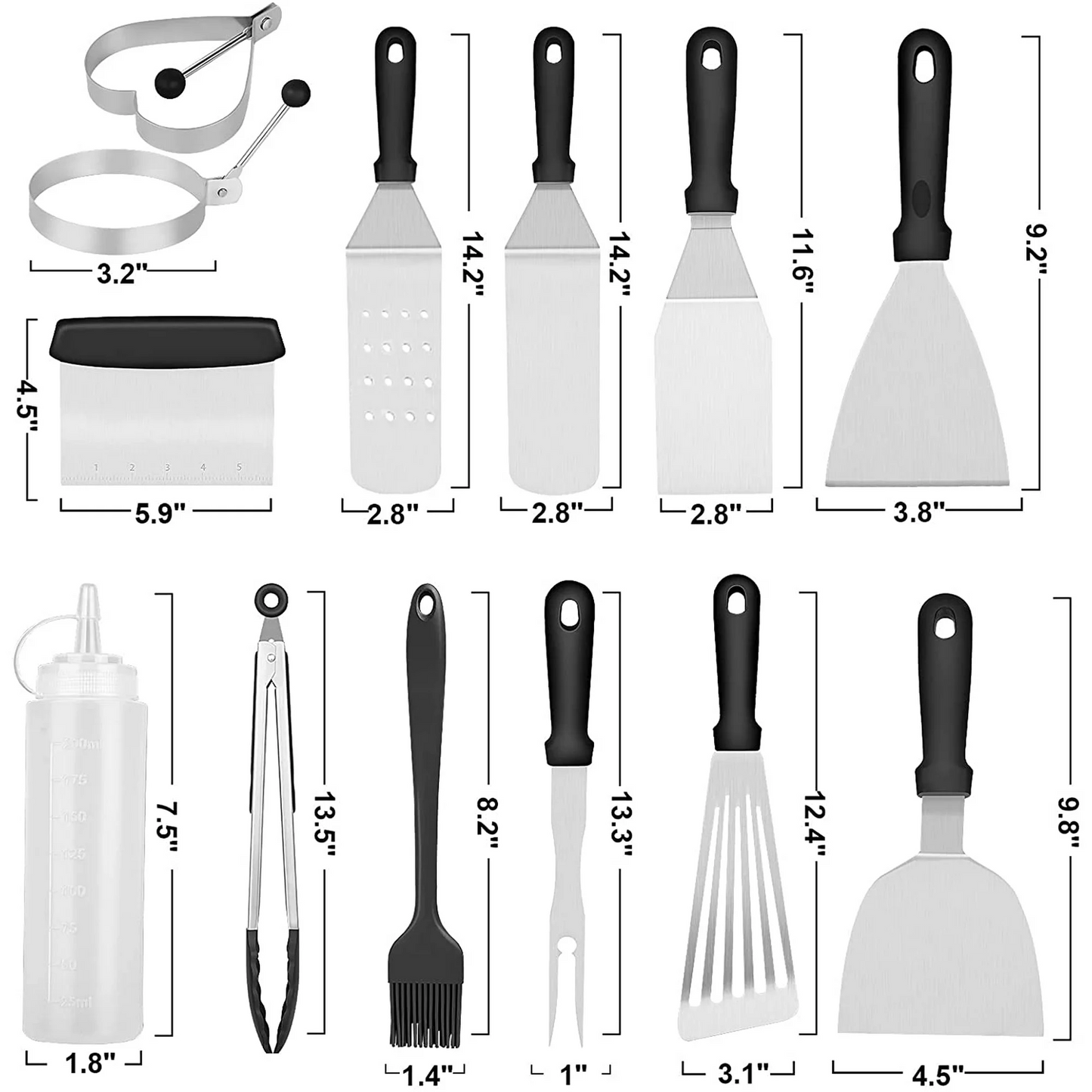 14Pcs Flat Top BBQ Griddle Accessories Kit, professional BBQ Grill Tools Set for Outdoor BBQ Camping