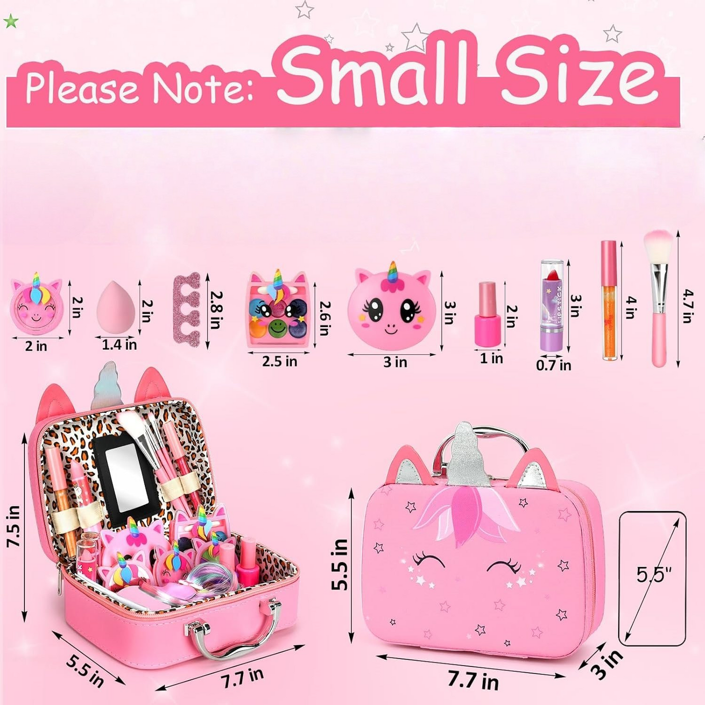 26 Pieces Washable Makeup Girls Toys Make Up Set for Children Princess Dress Up Christmas Birthday Gifts Toys for 3-12  Year Old Girls