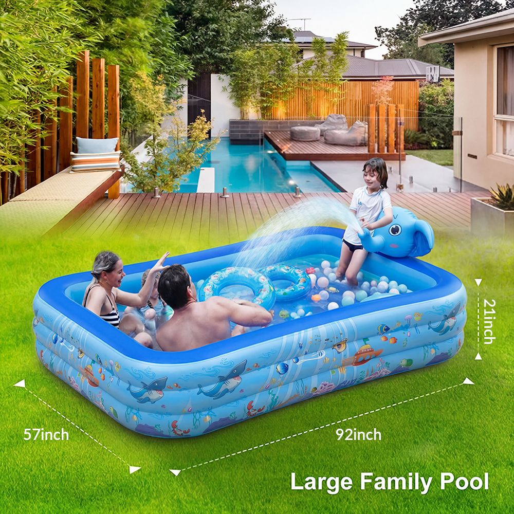 Elephant Inflatable Swimming Pool with Sprinkler, Baby Pool, Large Inflatable Pool for Adults and Kids