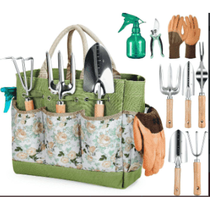 9-Piece Stainless Steel Garden Tool Set with Storage Bag – Non-Slip Grip, Heavy Duty for Men & Women
