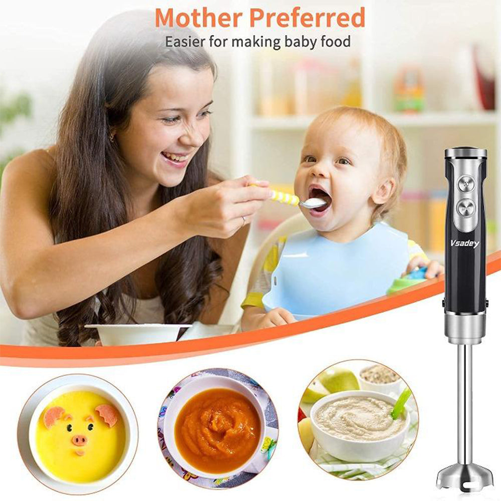 5-in-1 Hand Blender Immersion Stick Blender 9 Speed 500W