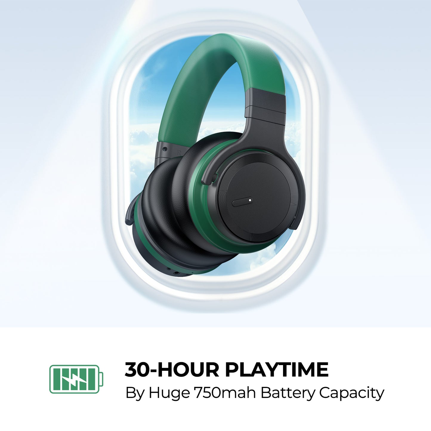 E7 Enhanced Active Noise Cancelling Wireless Bluetooth Headphone Green