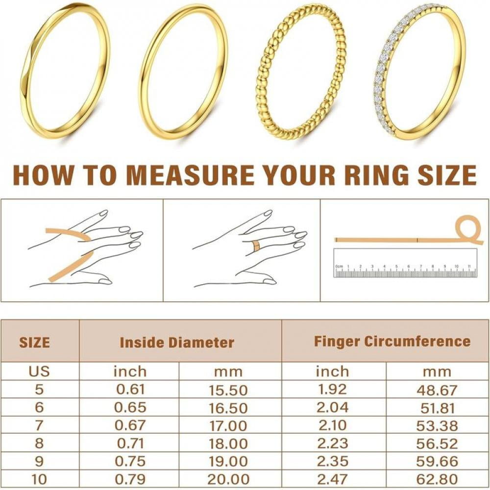 14K Gold Filled 1.3Mm Thin Stackable Rings For Women - Minimalist Non Tarnish Half Cubic Zirconia Band Rings - Dainty Trendy Statement Stacking Rings Set Size 5-10