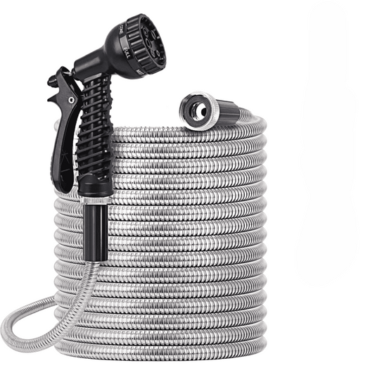 50FT Garden Hose Stainless Steel Heavy Duty Water Hose No-Kink Rust Proof for Yard Outdoor